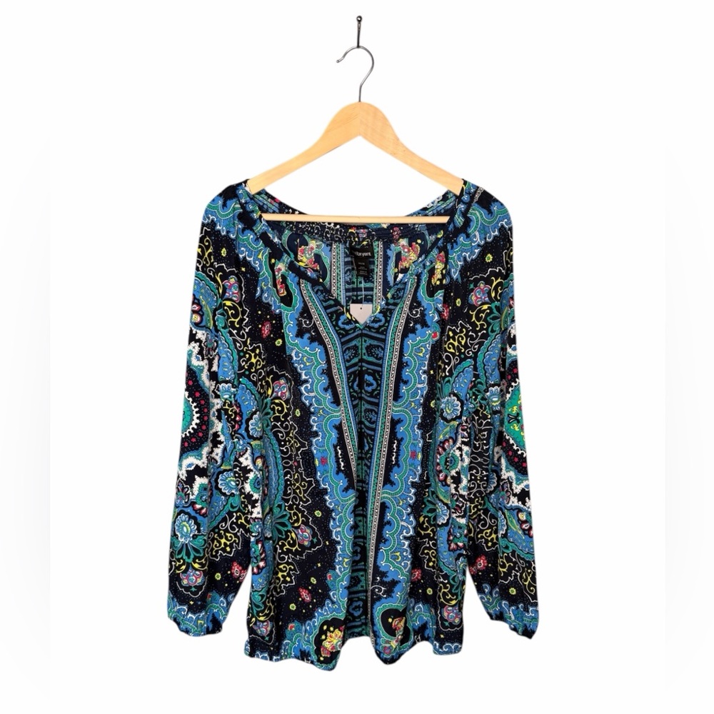 NWT Lane Bryant Boho Floral Long Sleeve Blouse